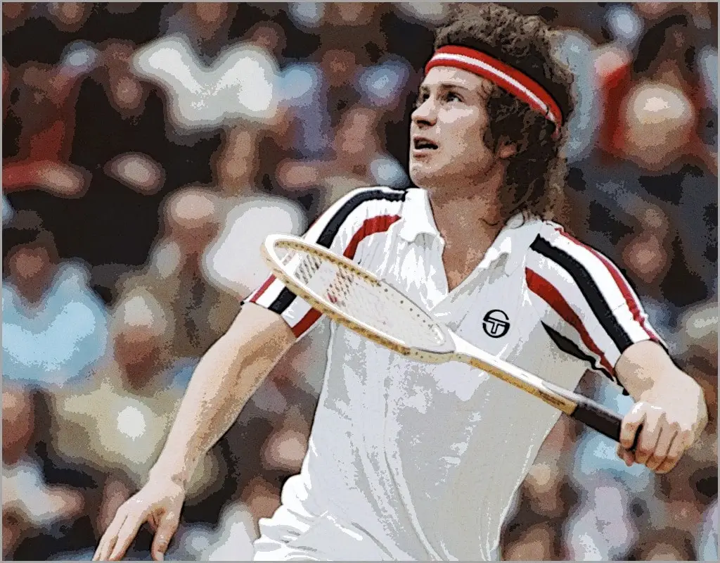 John McEnroe preparing to smash an overhead